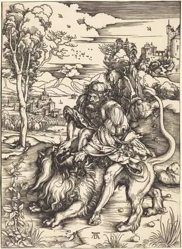 Samson Fighting with the Lion, by Albrecht Dürer