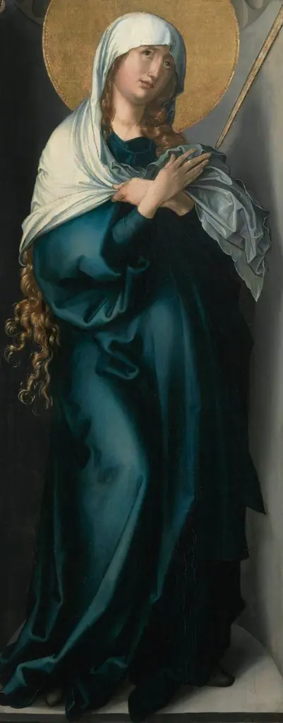 Seven Sorrows Polyptych:Sorrowing mother, by Albrecht Dürer