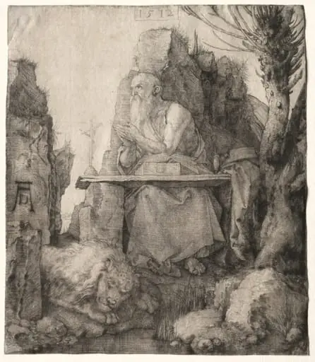St. Jerome Seated near a Pollard Willow, by Albrecht Dürer