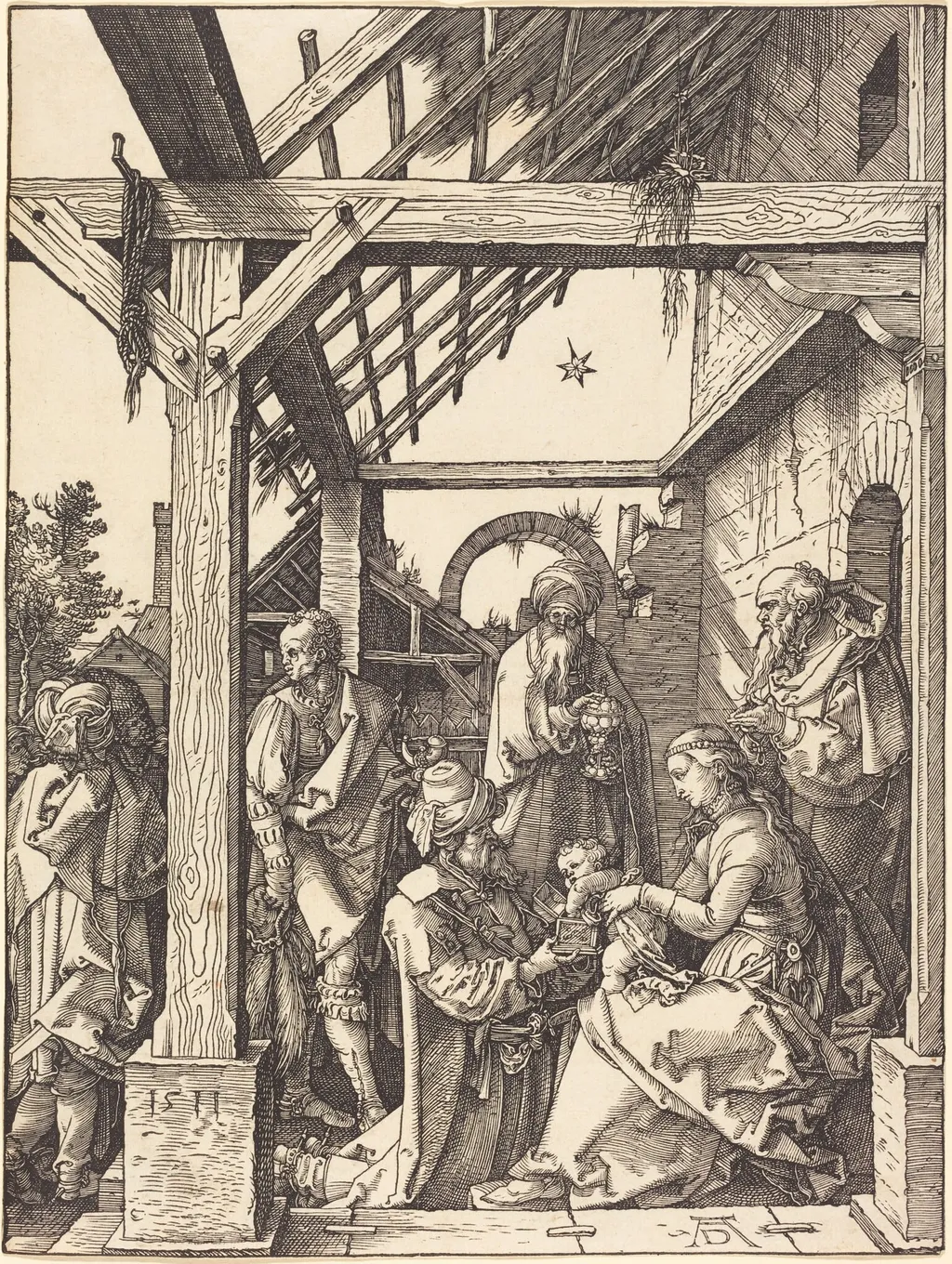 The Adoration of the Magi, by Albrecht Dürer, ink, 1511