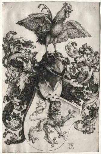 The Coat of Arms with a Lion and Cock, by Albrecht Dürer