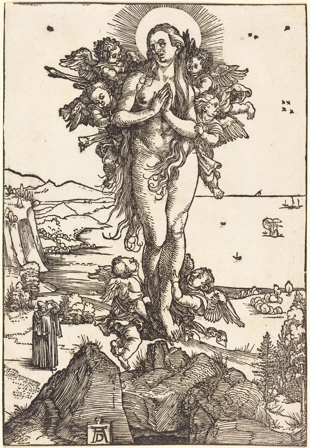 The Elevation of Saint Mary Magdalene, by Albrecht Dürer, ink, 1504