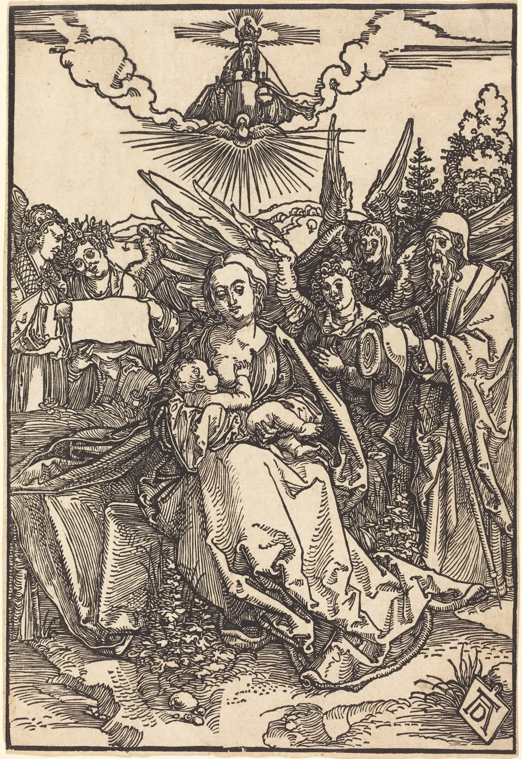 The Holy Family with Five Angels, by Albrecht Dürer, ink, 1505