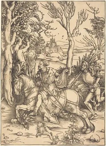 The Knight on Horseback and the Lansquenet, by Albrecht Dürer