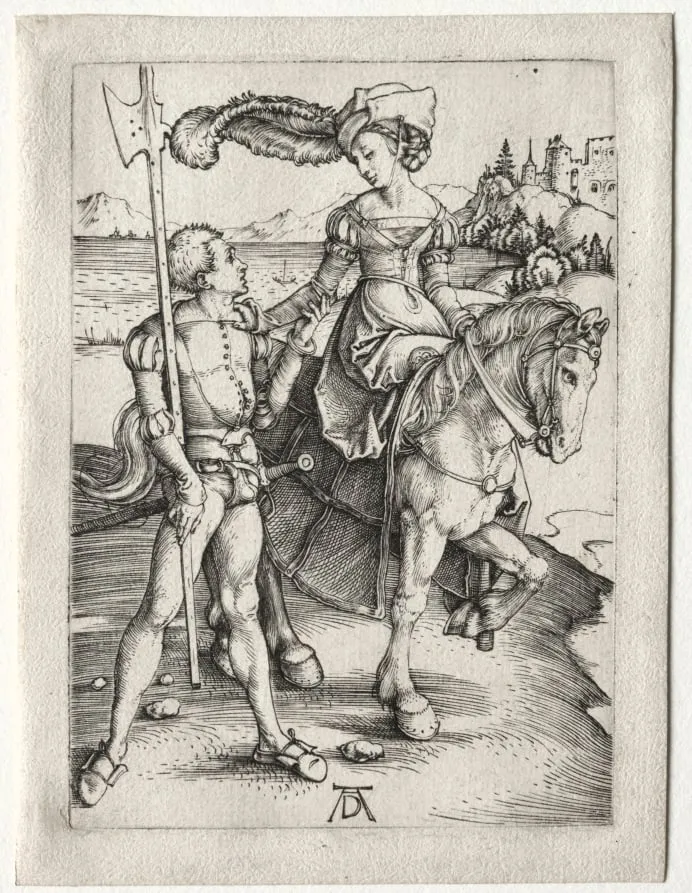 The Lady Riding and the Landsknecht, by Albrecht Dürer, 1497