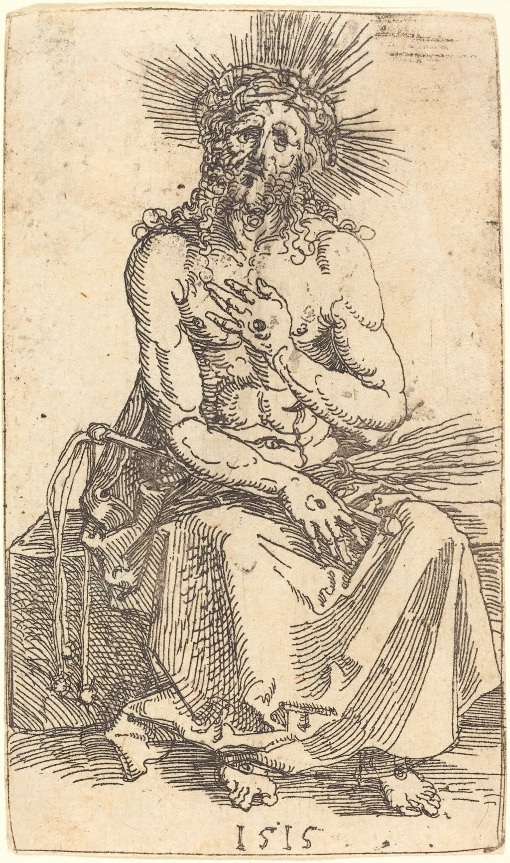 The Man of Sorrows Seated, by Albrecht Dürer, ink, 1515