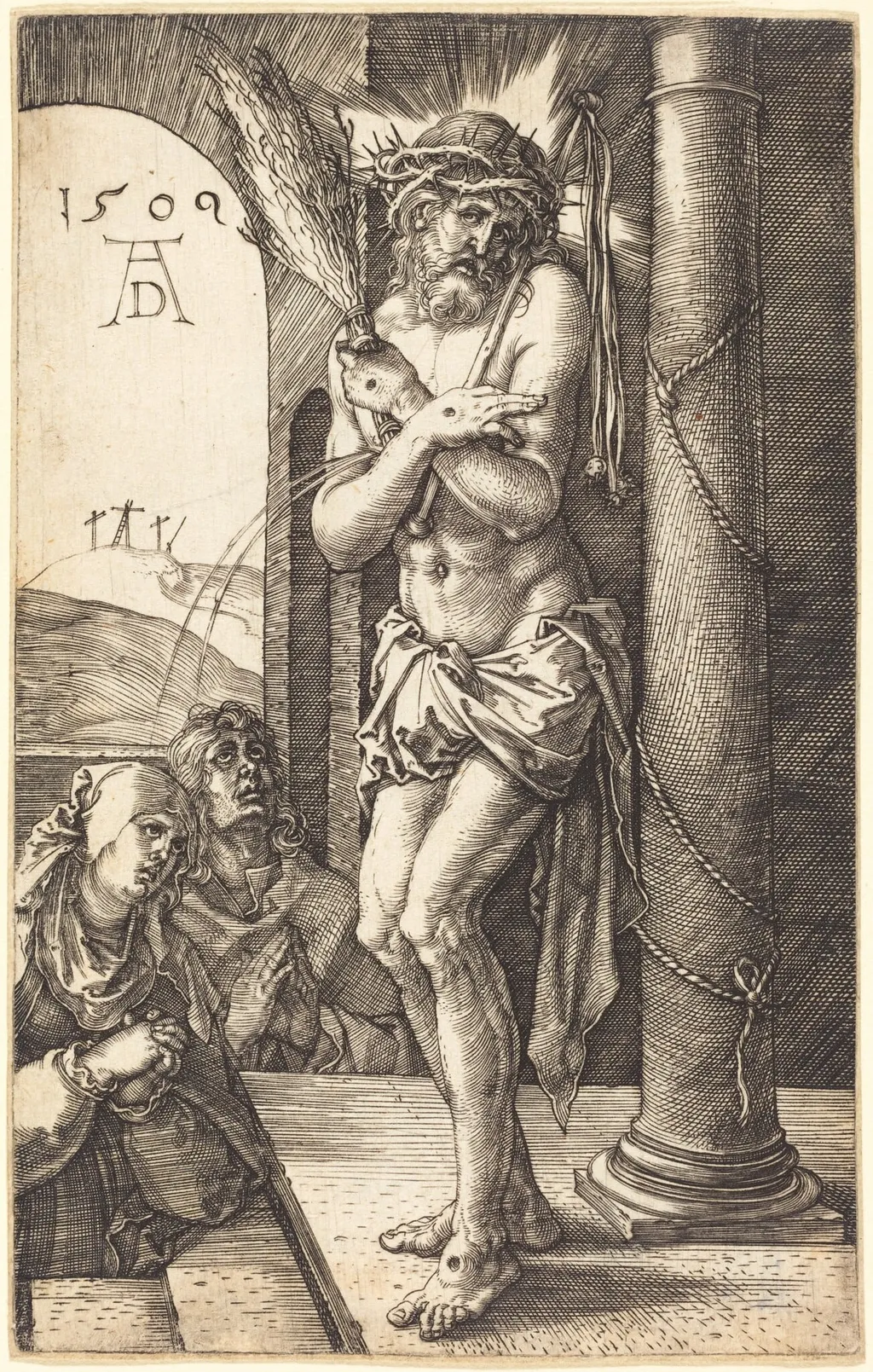 The Man of Sorrows Standing by the Column, by Albrecht Dürer, ink, 1509