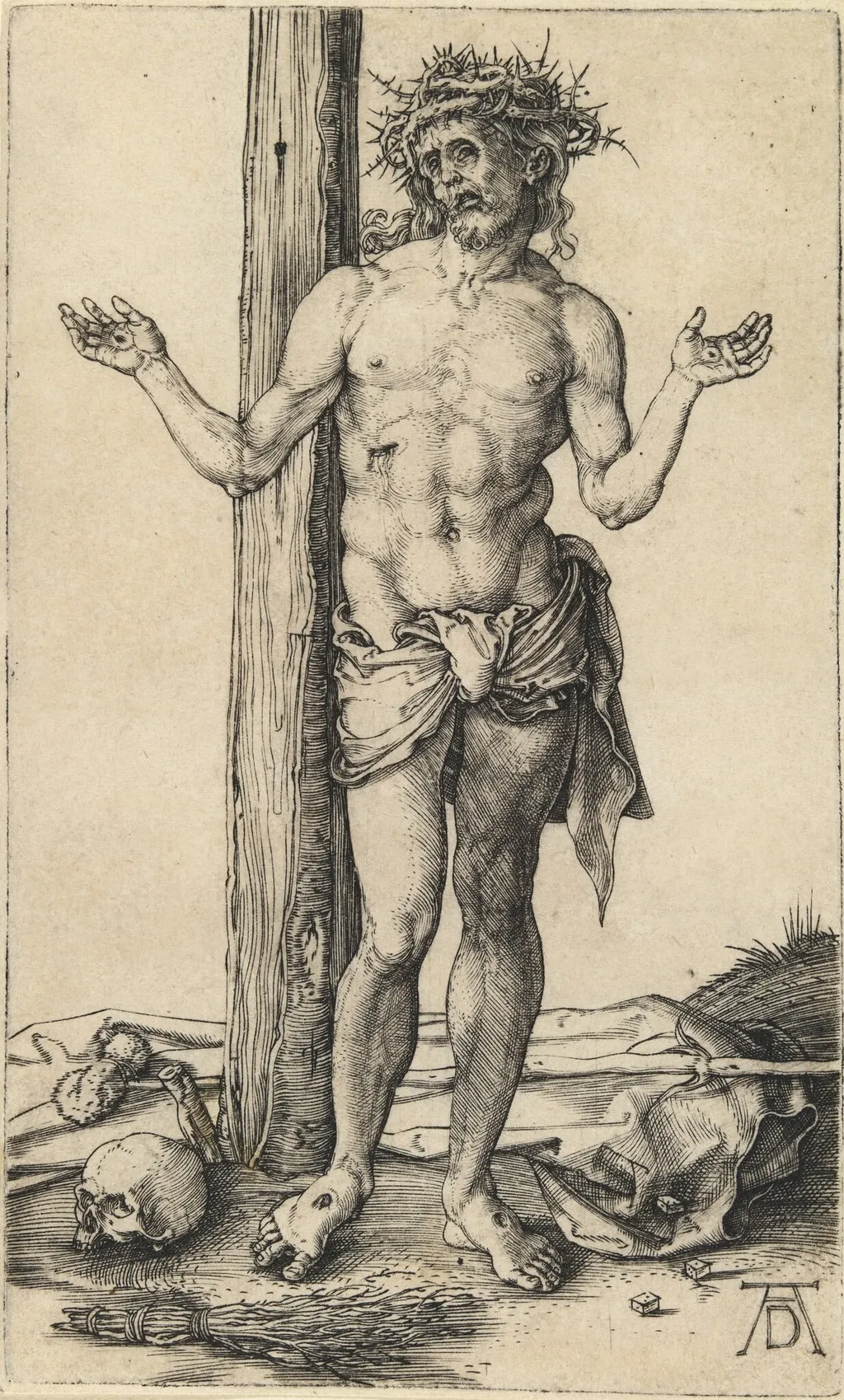 The Man of Sorrows with Arms Outstretched, by Albrecht Dürer, ink, 1500