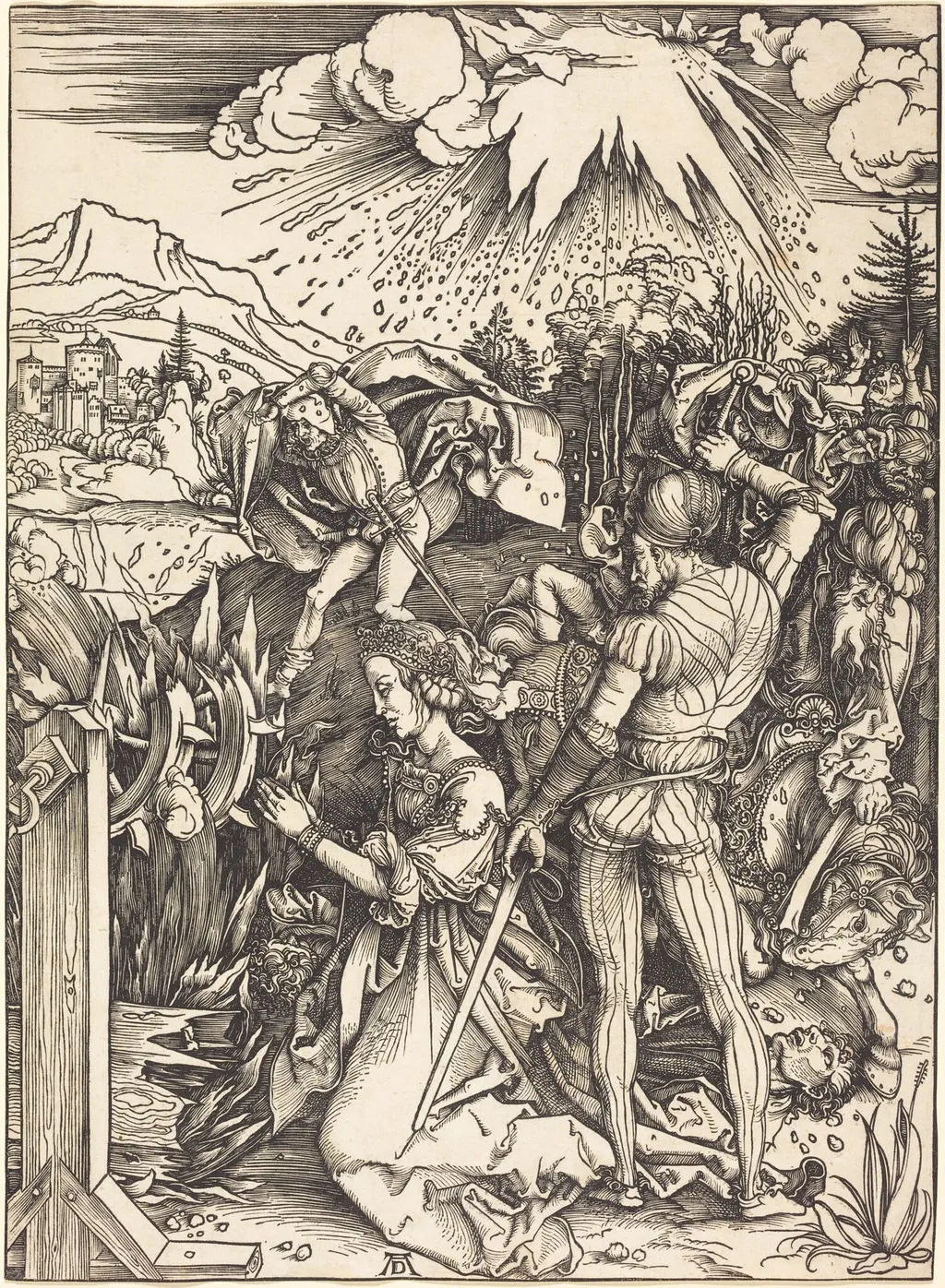 The Martyrdom of Saint Catherine, by Albrecht Dürer, ink, 1498