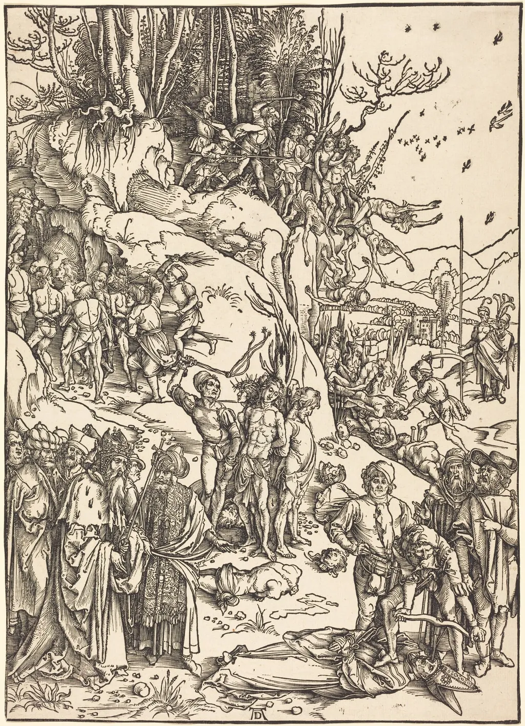 The Martyrdom of the Ten Thousand, by Albrecht Dürer, ink, 1496