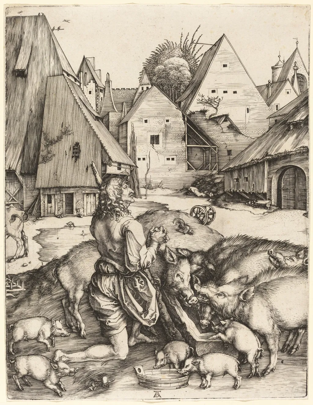 The Prodigal Son, by Albrecht Dürer, ink, 1496
