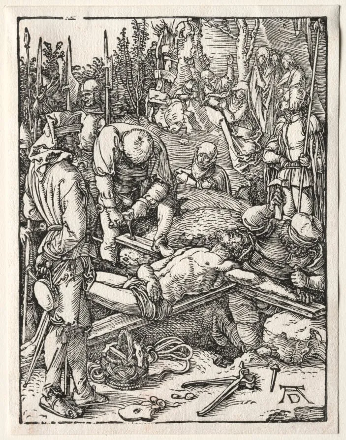The Small Passion: Christ Being Nailed to the Cross, by Albrecht Dürer, 1510