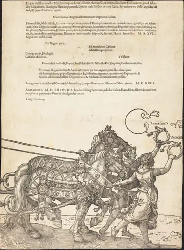 The Triumphal Chariot of Maximilian I (The Great Triumphal Car) [plate 8 of 8], by Albrecht Dürer