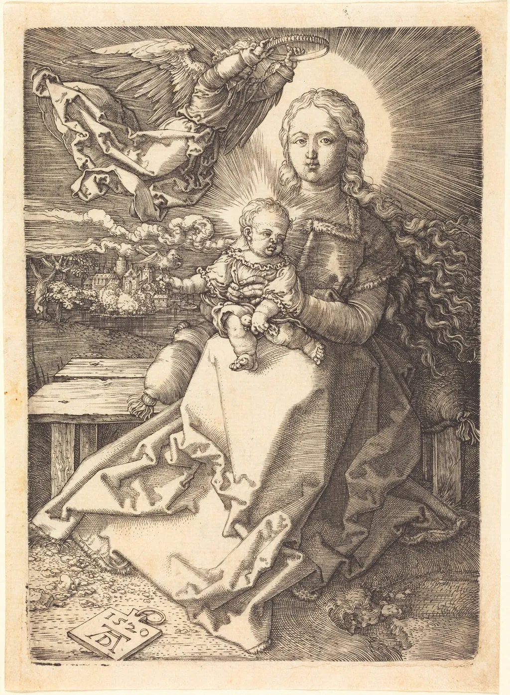 The Virgin and Child Crowned by One Angel, by Albrecht Dürer, ink, 1520