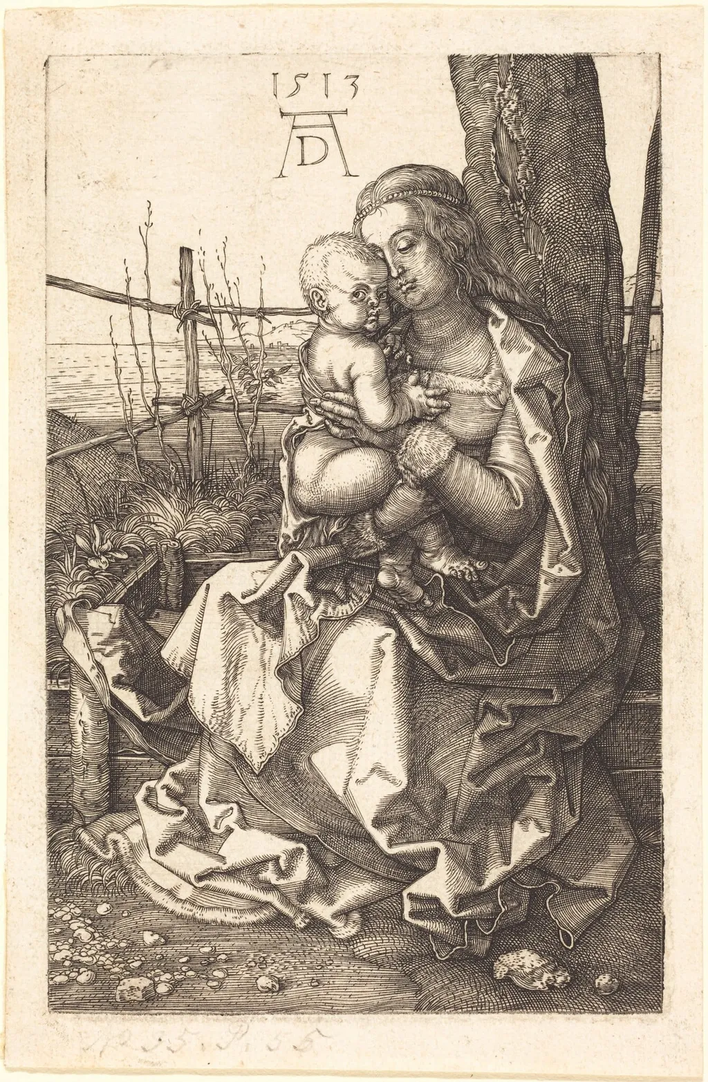 The Virgin and Child Seated by a Tree, by Albrecht Dürer, ink, 1513