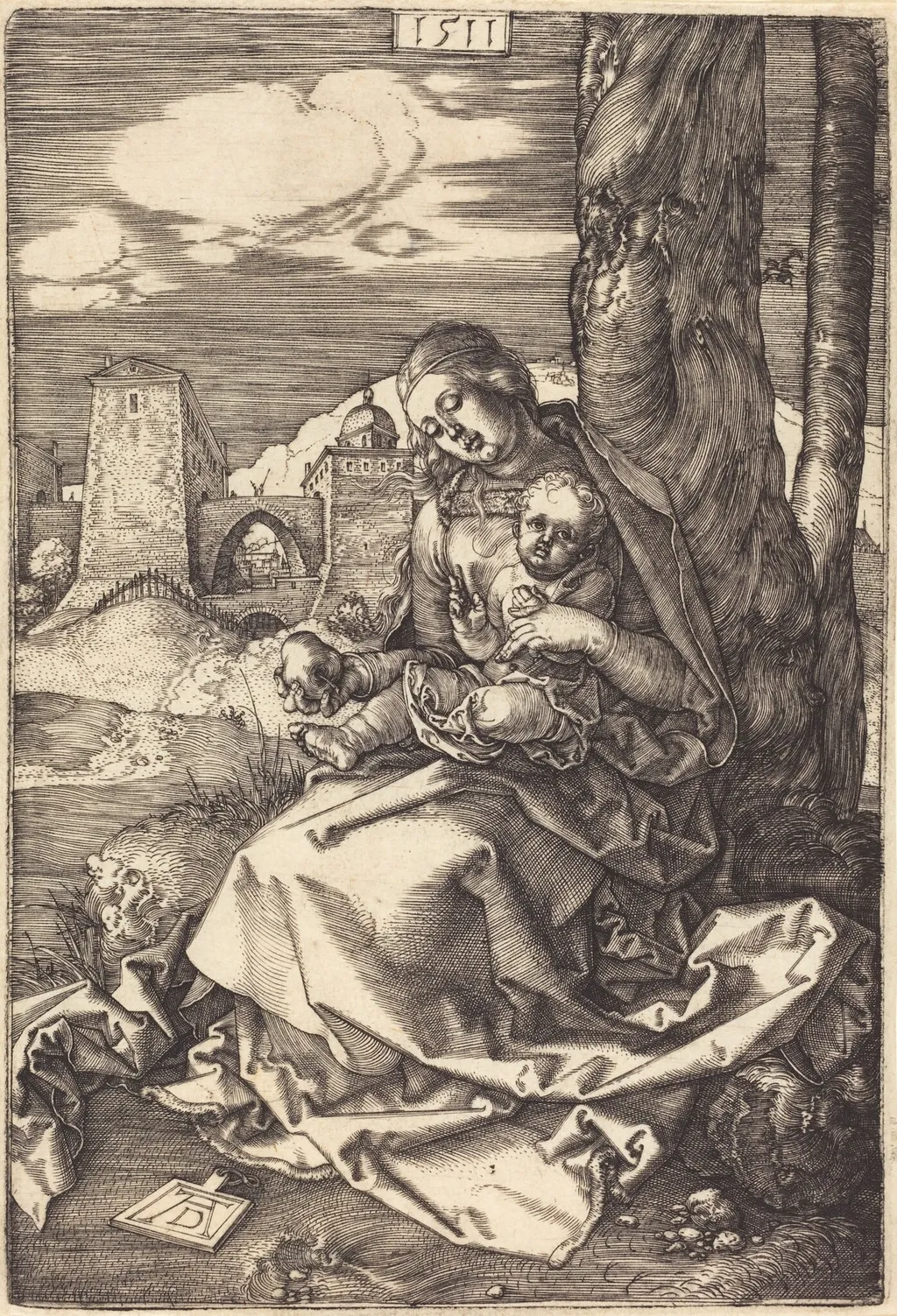 The Virgin and Child with the Pear, by Albrecht Dürer, ink, 1511