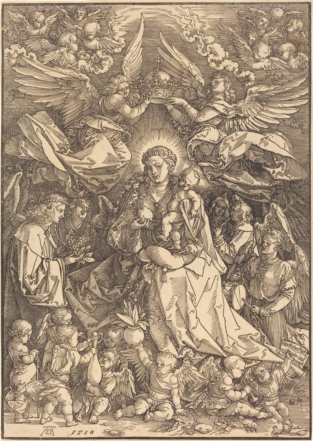 The Virgin Surrounded by Many Angels, by Albrecht Dürer, ink, 1518