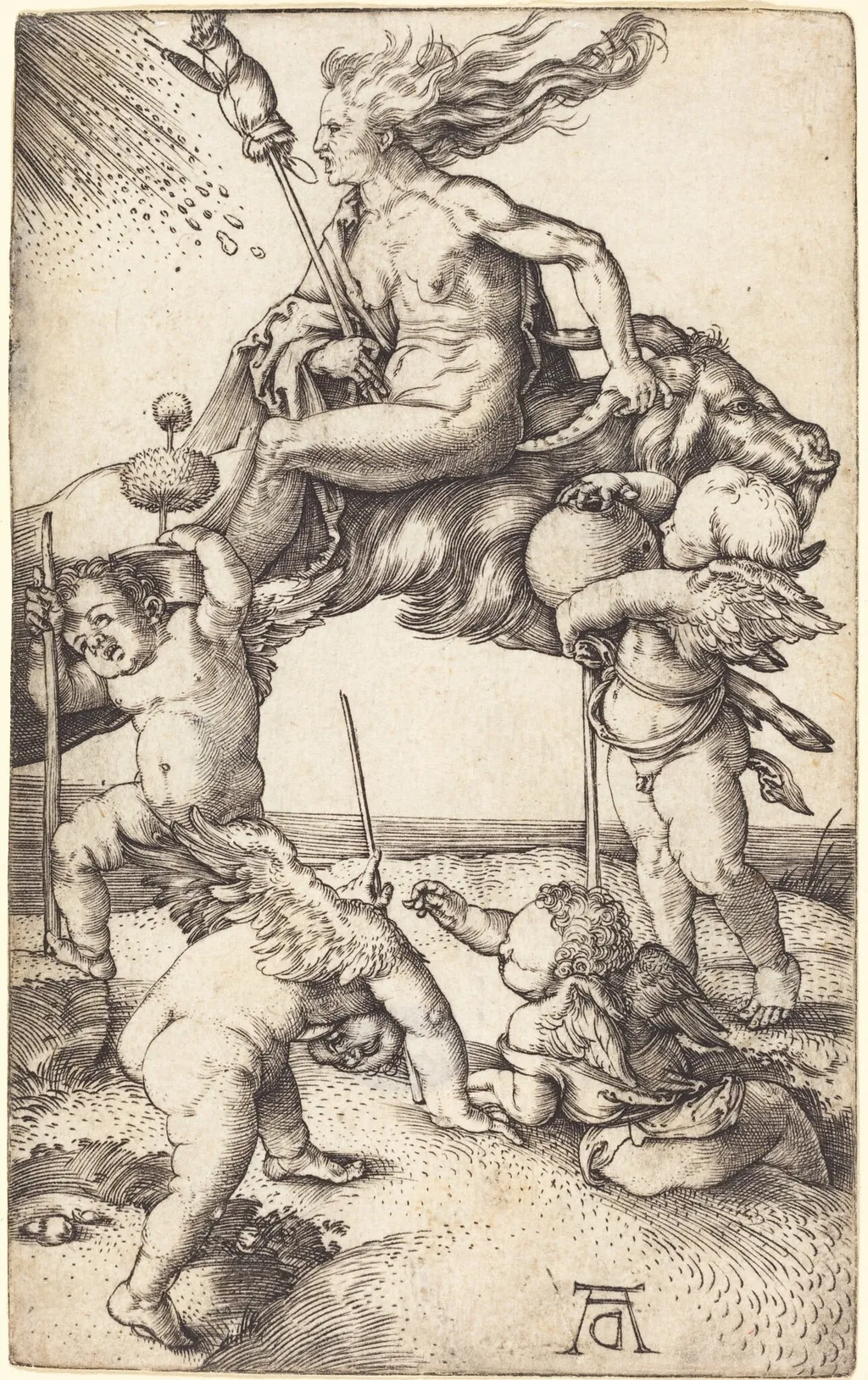 Witch Riding on a Goat, by Albrecht Dürer, ink, 1500