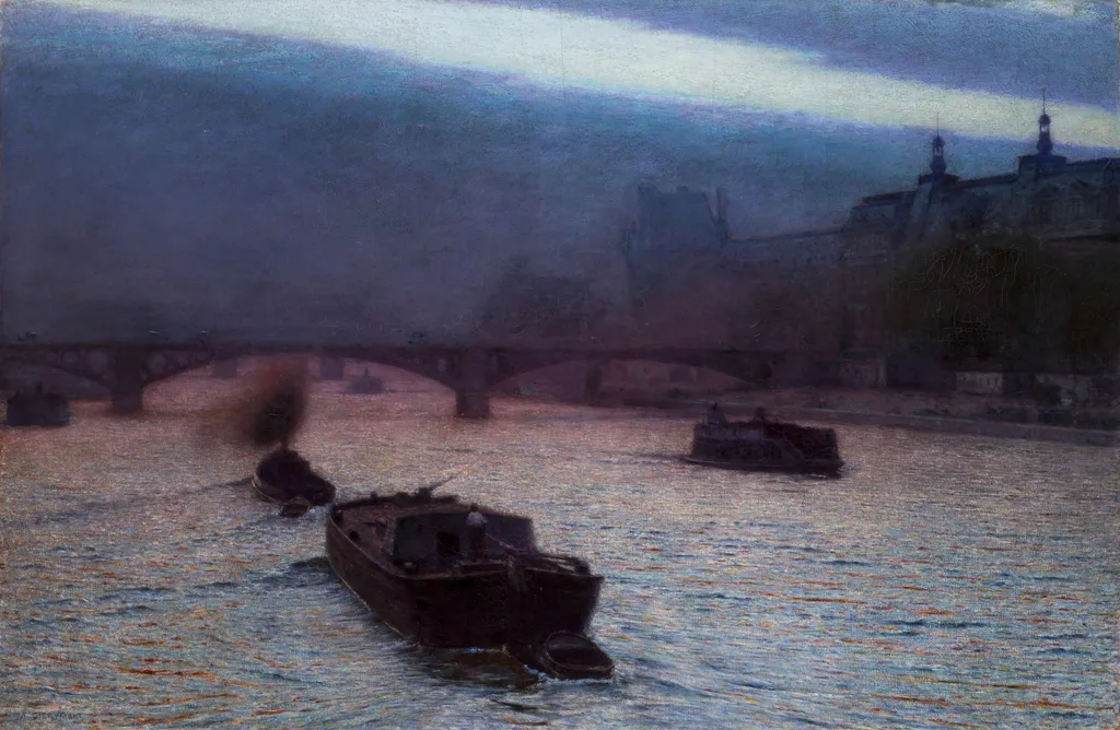 Evening on the Seine, by Aleksander Gierymski, oil, 1897