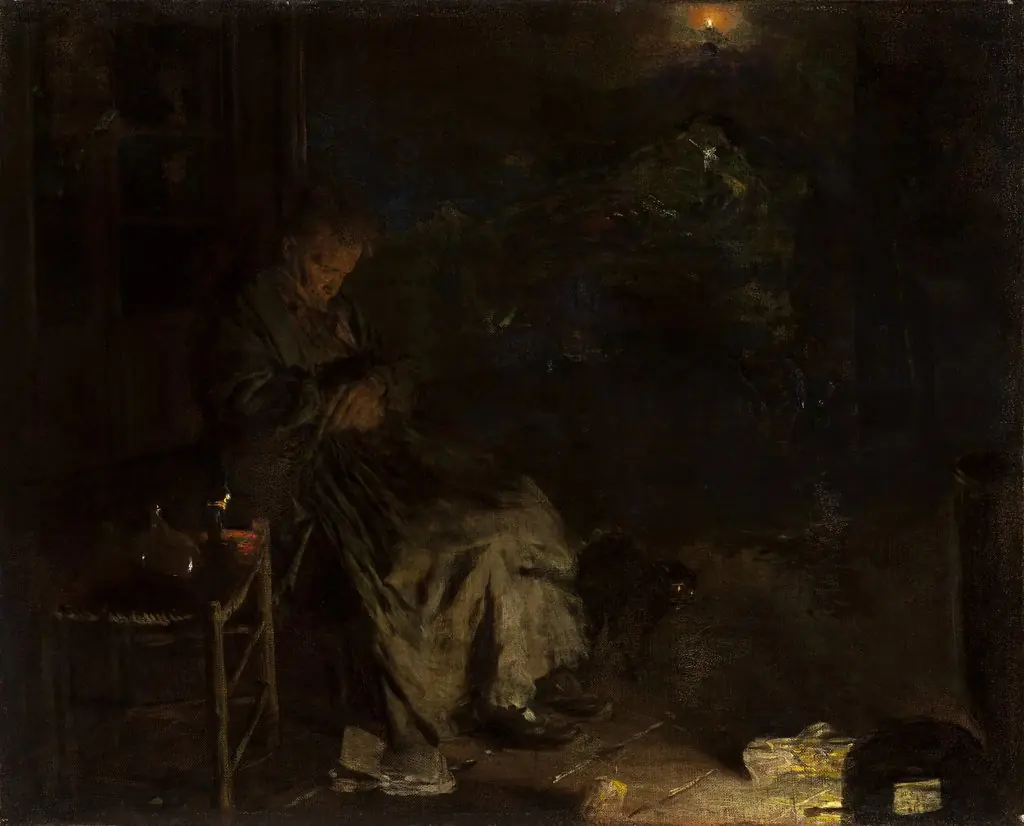 Old Woman Watching over a Dead Body I, by Aleksander Gierymski