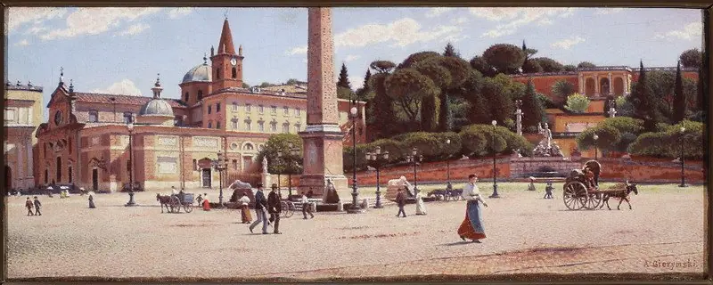 Piazza del Popolo in Rome, by Aleksander Gierymski