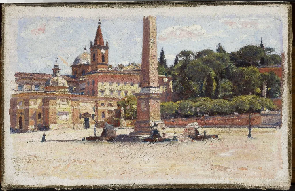 Piazza del Popolo in Rome, sketch, by Aleksander Gierymski, unspecified, 1900