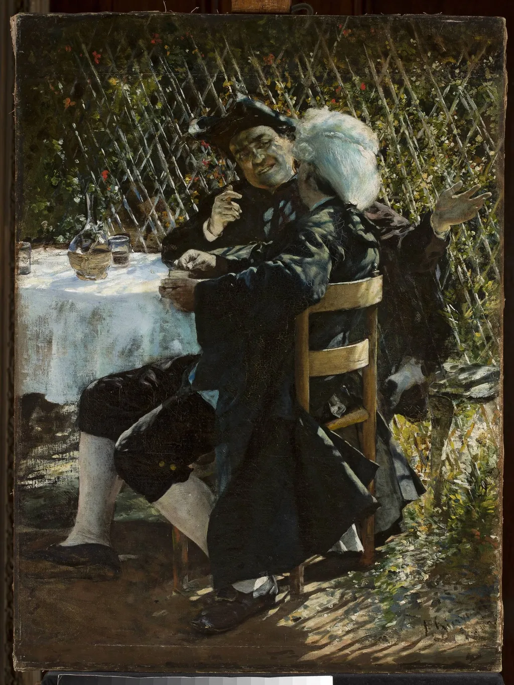 Priest in conversation with a man in a frock coat, by Aleksander Gierymski, oil, 1885