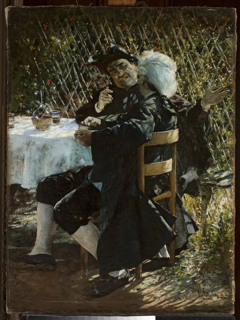 Priest in conversation with a man in a frock coat, by Aleksander Gierymski