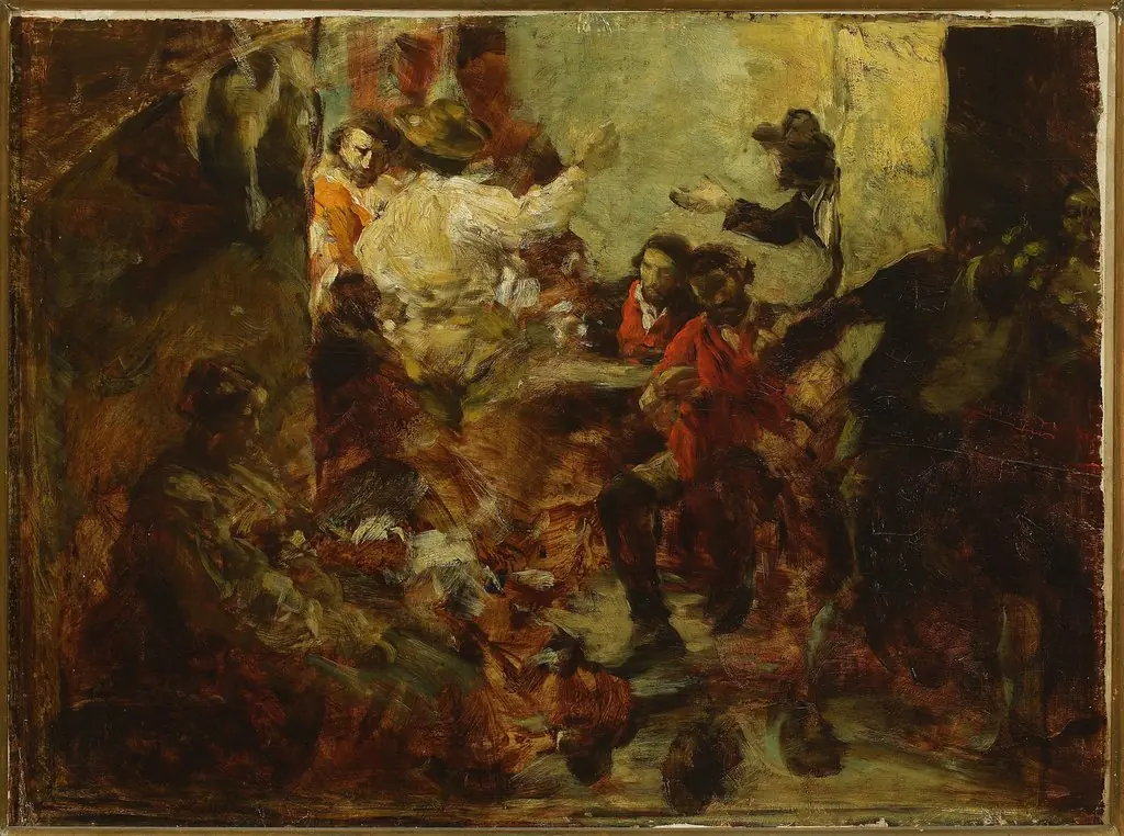 Tavern in Rome, sketch, by Aleksander Gierymski