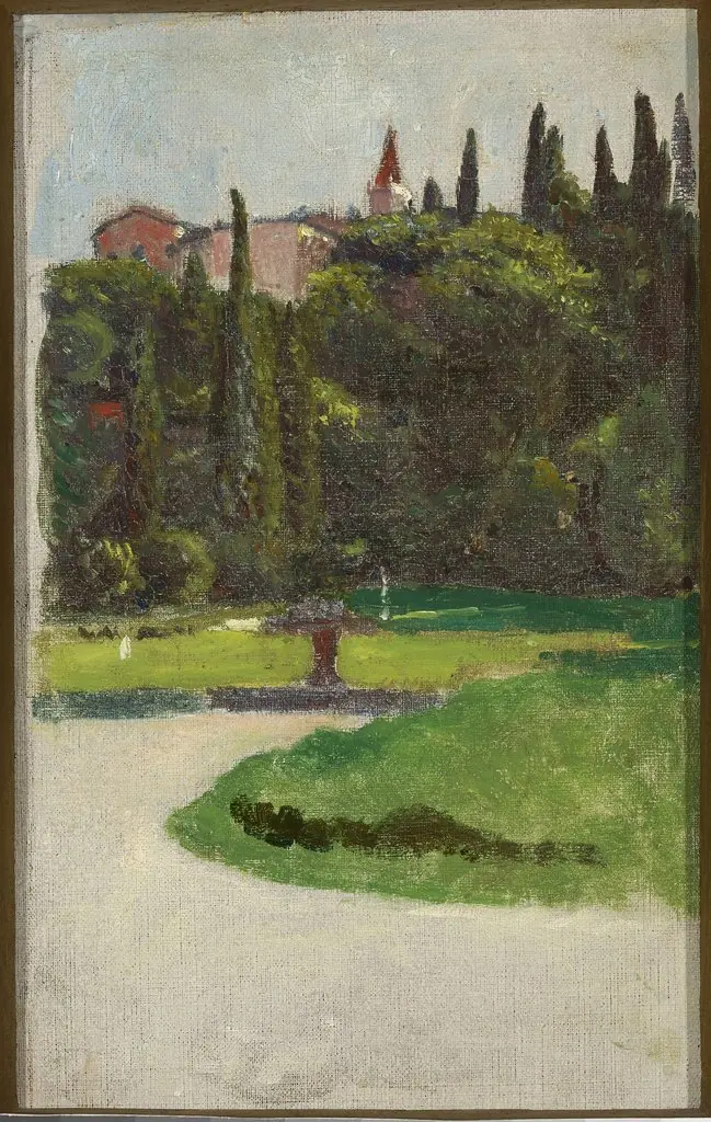Villa d'Este in Tivoli, sketch, by Aleksander Gierymski