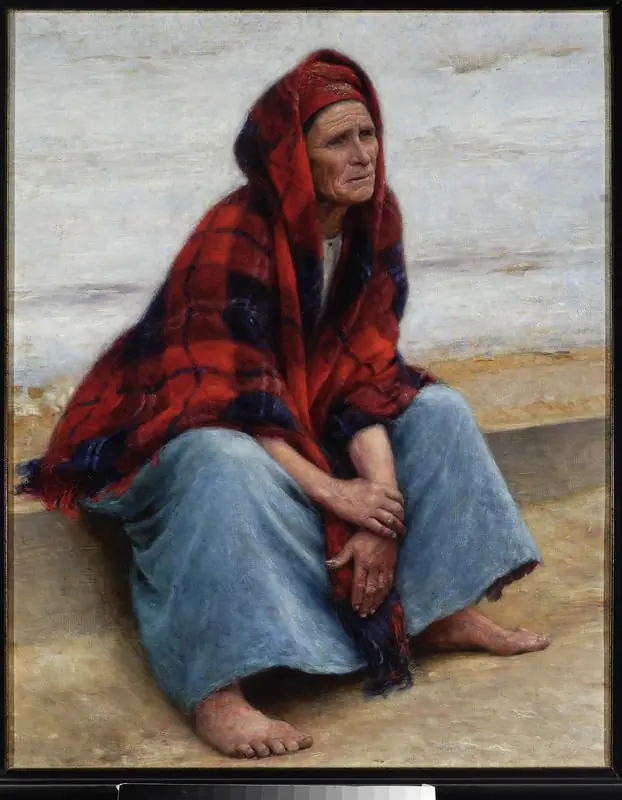 Woman, study for the painting “Peasant coffin”, by Aleksander Gierymski