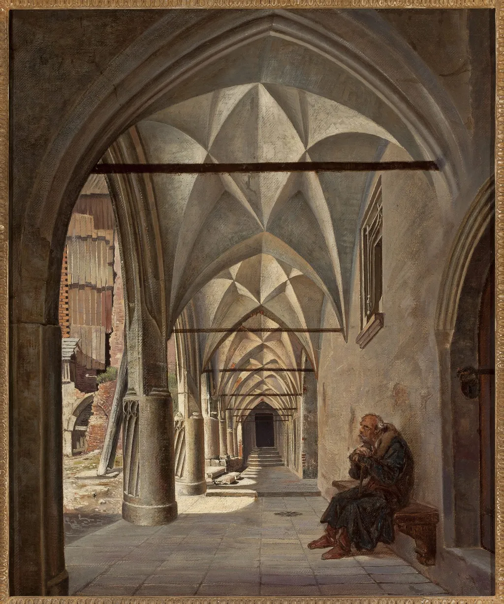 Cloisters of the Jagiellonian Library in Kraków, by Aleksander Gryglewski, oil, 1865