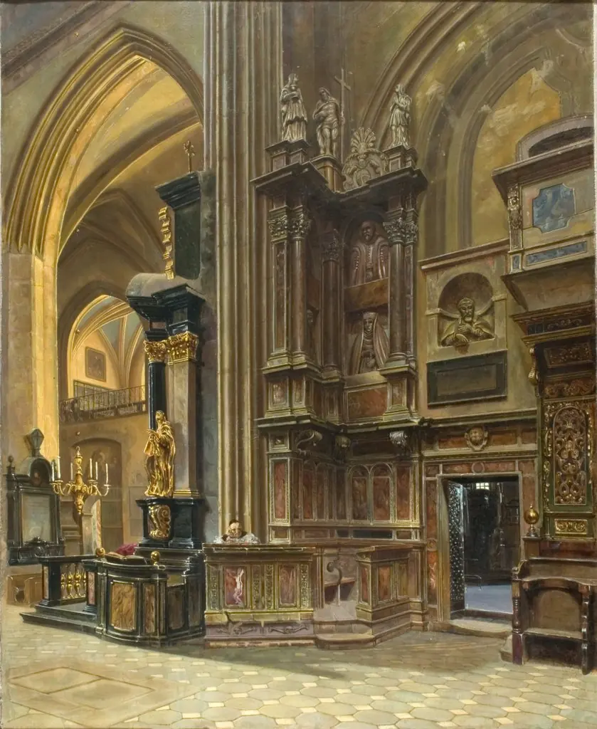Interior of St Mary's Church in Krakow, by Aleksander Gryglewski
