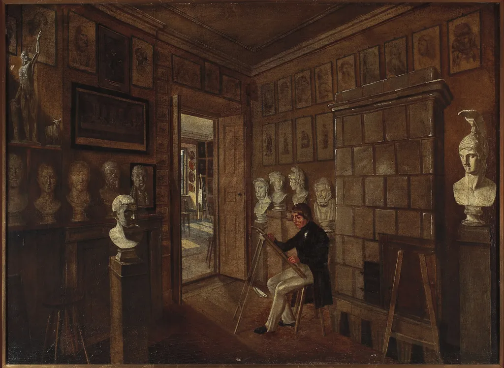 Painter in the studio, by Aleksander Kokular, oil