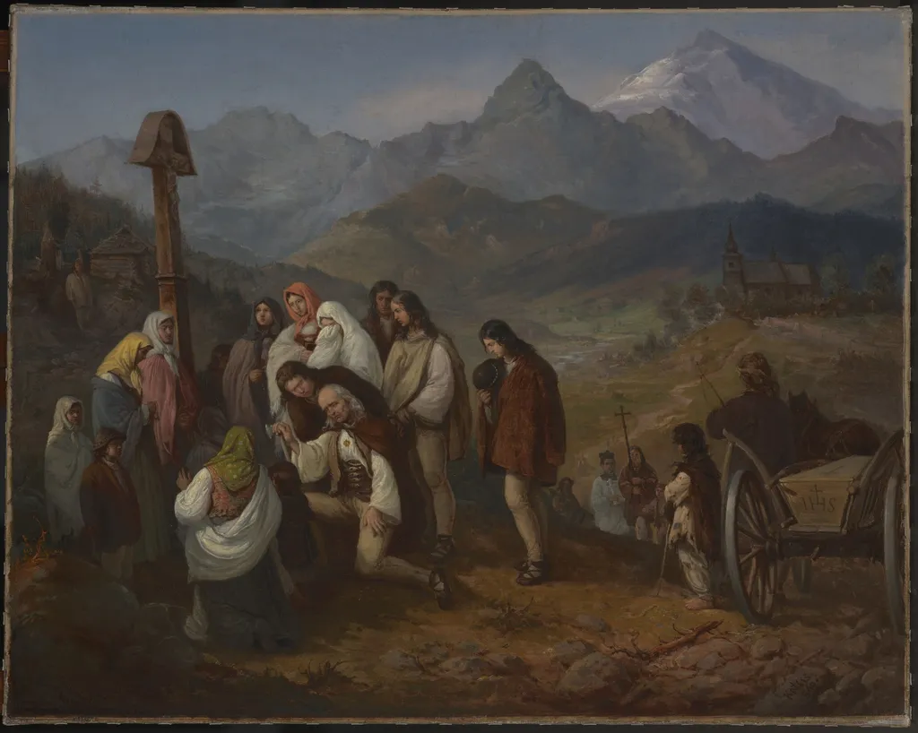 A Highlander's Funeral, by Aleksander Kotsis, oil, 1860