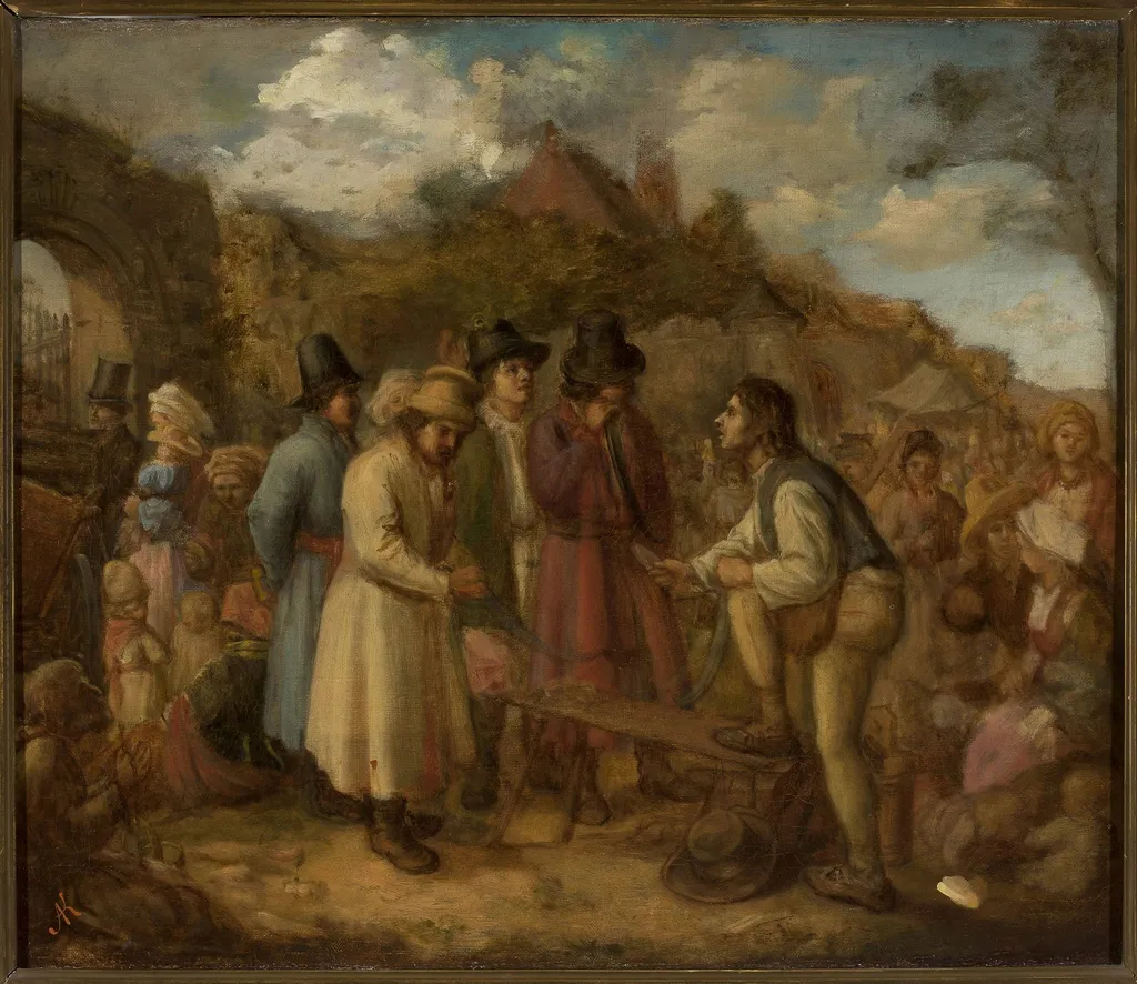Fair in Tyniec, by Aleksander Kotsis, oil, 1858