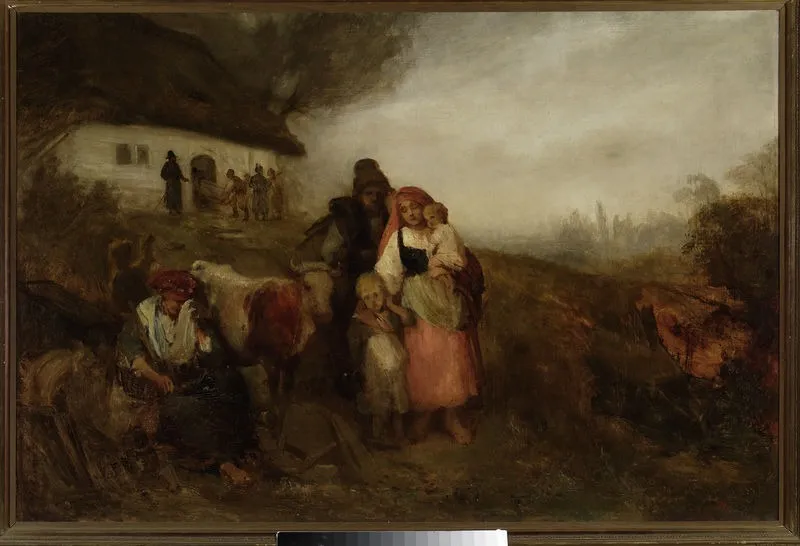 No roof, version I, by Aleksander Kotsis, oil, 1870