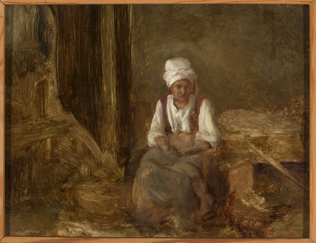 Old woman indoors, by Aleksander Kotsis
