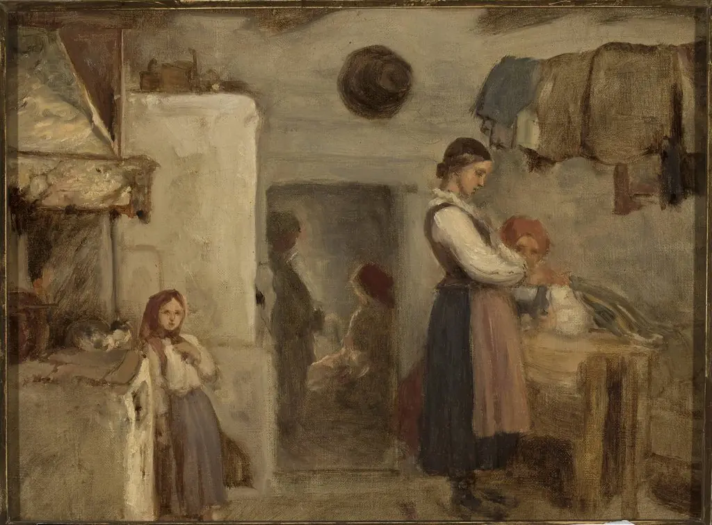 Peasant cottage interior, by Aleksander Kotsis