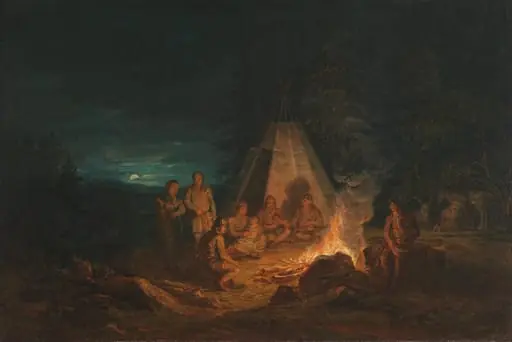Saamelaisia nuotiolla, by Aleksander Lauréus