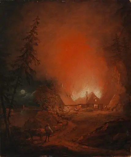Tulipalo yöllä talonpoikaistalossa, by Aleksander Lauréus