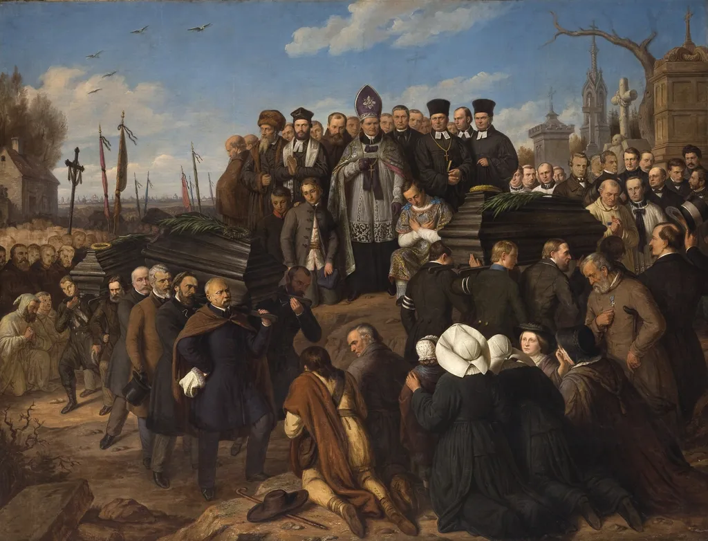 Funeral of the Five Victims, by Aleksander Lesser, oil, 1861