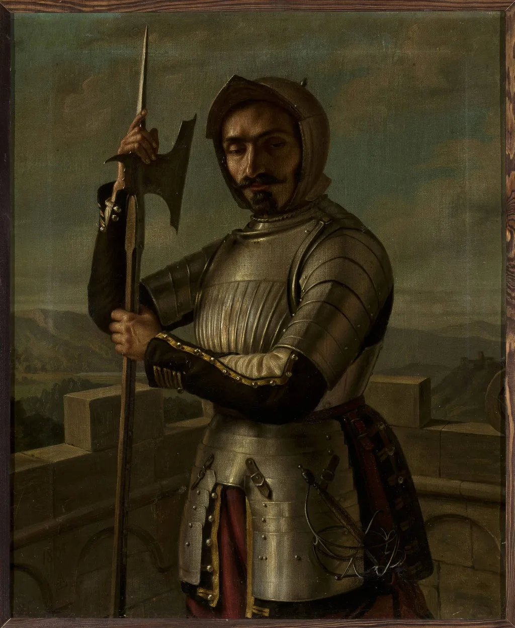 Knight in armour, by Aleksander Lesser, oil, 1835