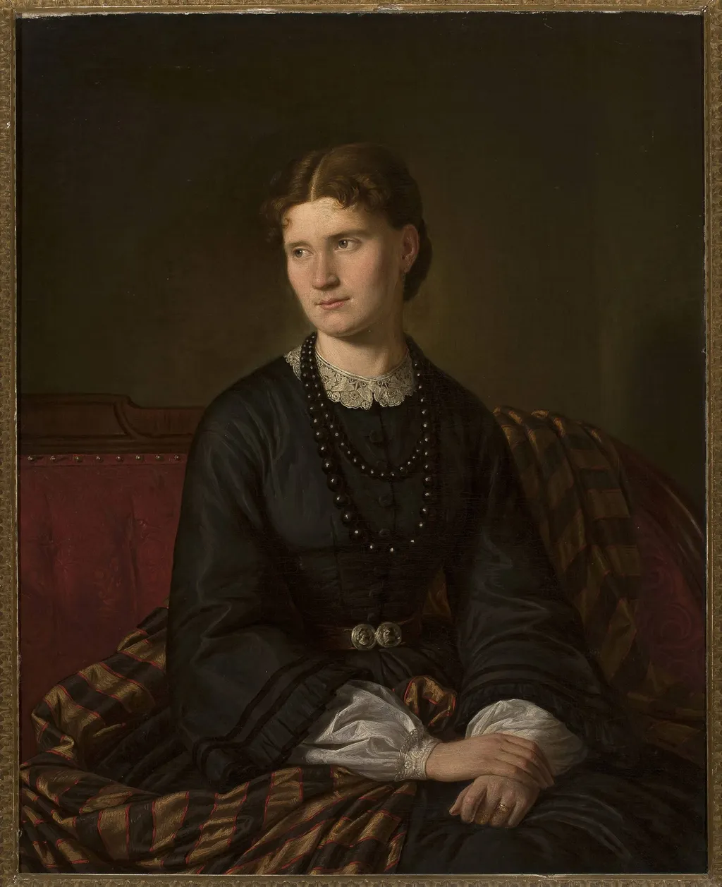Portrait of Julia née Bergson, artist’s wife, by Aleksander Lesser, oil, 1859
