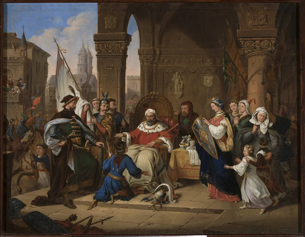 Youth of Bolesław the Wry-Mouthed, by Aleksander Lesser, oil, 1850