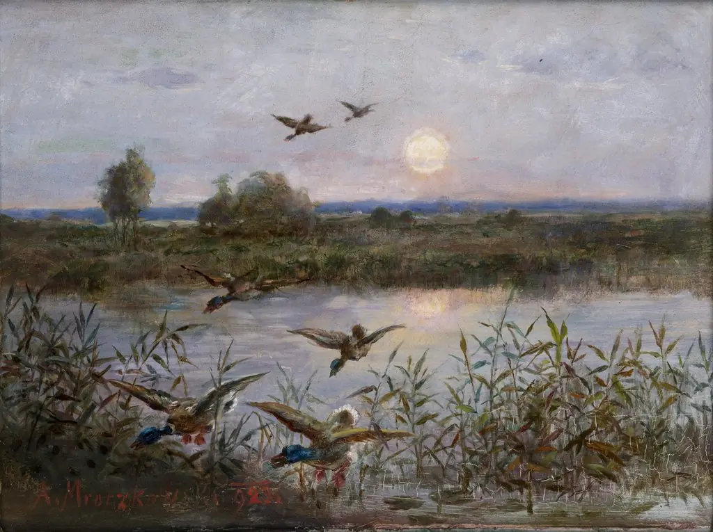 Ducks over Marshes, by Aleksander Mroczkowski