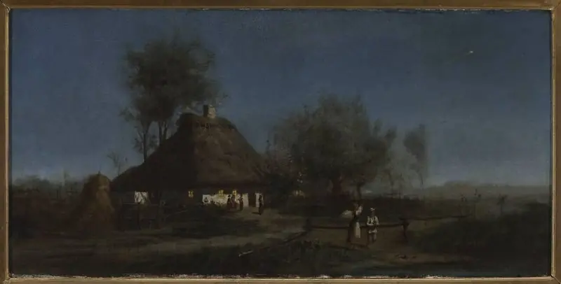 Village at night – a comet, by Aleksander Mroczkowski