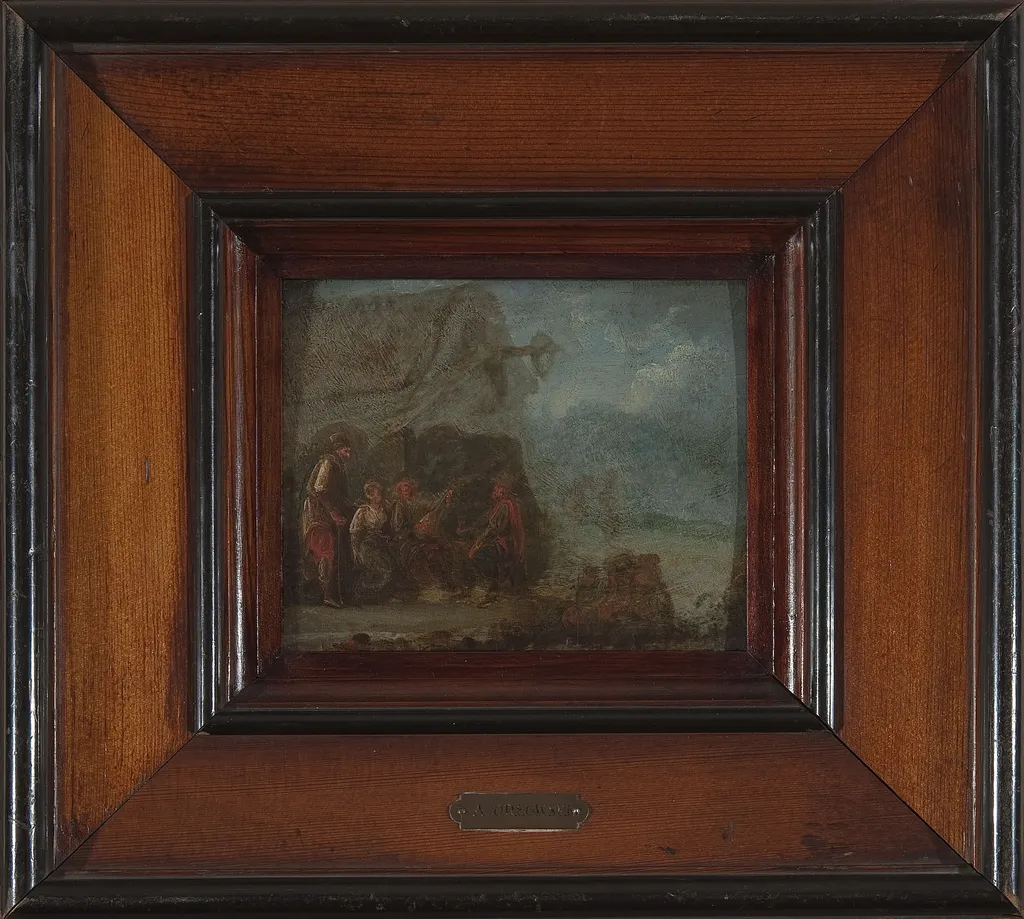 In front of a tent, by Aleksander Orłowski, oil, 1814