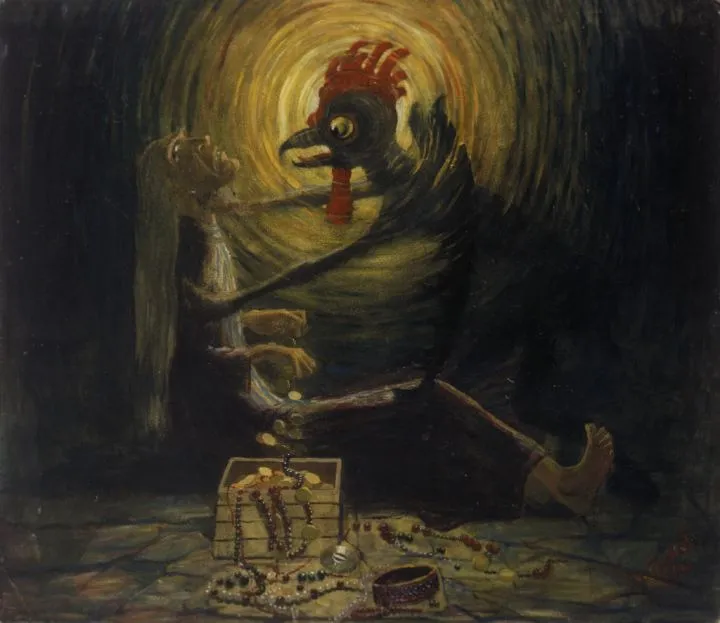 Death of the miser, by Aleksander Promet, oil, 1906