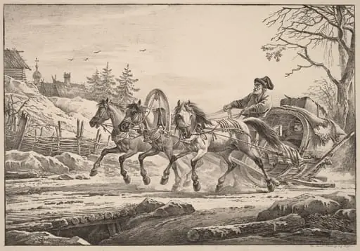 A Hired Coachman in Winter, by Aleksandr Osipovich Orlovskii